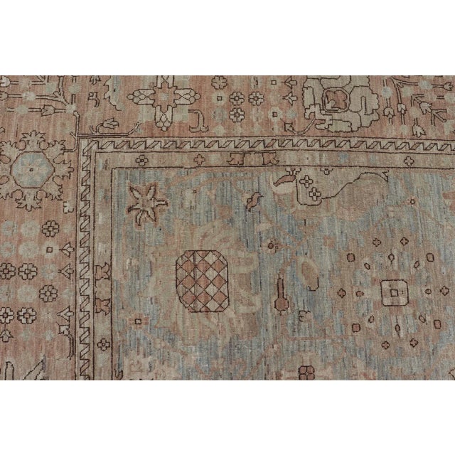 2010s Modern Oushak Rug With Soft Blue-Green Field and Warm Taupe 11'11 X 15'1 For Sale - Image 5 of 12