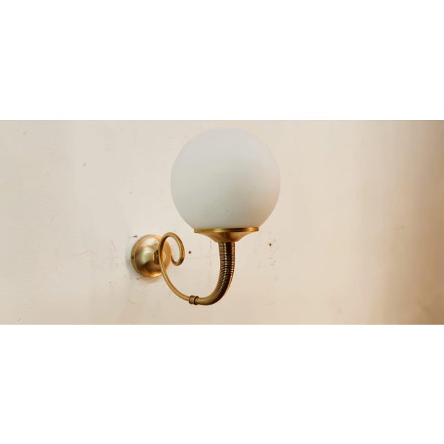 Brass Wall Light with Glass Sphere For Sale - Image 13 of 18