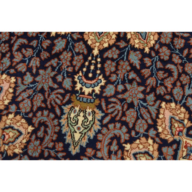 Kerman Rug 9’9” X 13’8” Blue Wool Vintage Traditional Hand-Knotted Carpet For Sale - Image 4 of 15