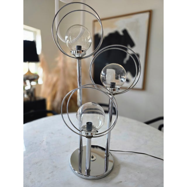 Metal 1970s Space Age Chrome Orbs and Rings Lamp For Sale - Image 7 of 13