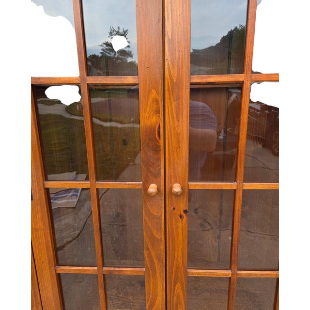 Ethan Allen Country Craftsman Hutch China Cabinet Shelf Display Knotty Pine For Sale - Image 11 of 12