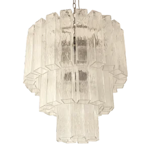 Contemporary Clear "Square Tubes" Murano Glass Chandelier