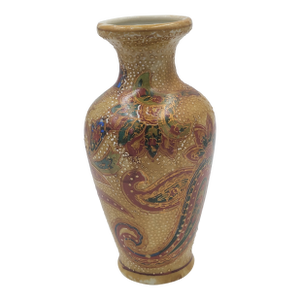 Mid 20th Century Chinese Satsuma Style Paisley & Floral Bud Vase