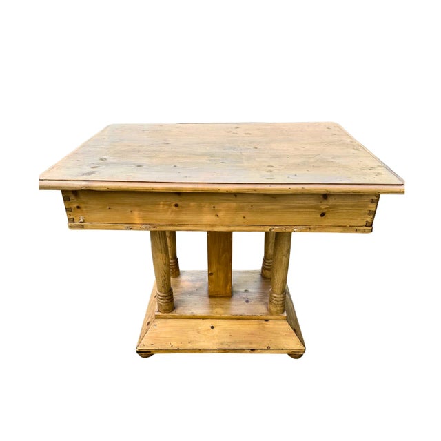 Wood Antique English 19th Century White Pine Parlor Table For Sale - Image 7 of 10