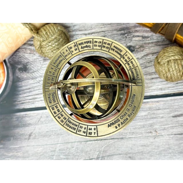 Vintage MCM Zodiac Armillary Brass Sphere Globe For Sale - Image 4 of 4