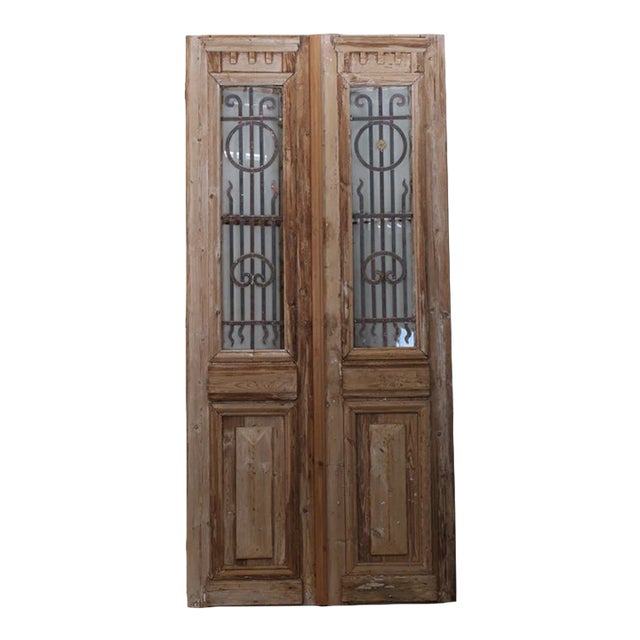 Late 19th Century Double French Doors With Metal/Glass - A Pair For Sale