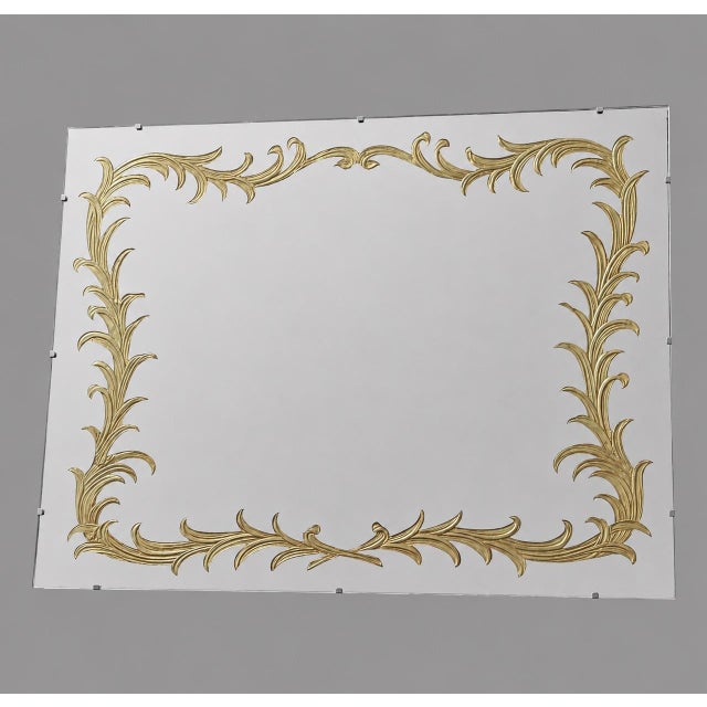 Glass Antique Gold Gilt Venetian Etched Wall Mirror Beveled Glass Rectangle Vintage For Sale - Image 7 of 9