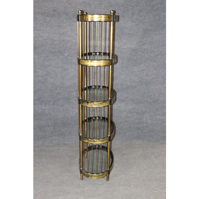 Bernard Rohne for Mastercraft Acid Etched Modern Brass and Metal Etagere For Sale - Image 9 of 10