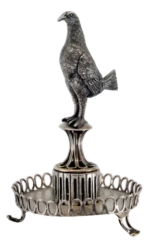Silver Toothpick Holder with Bird on Top