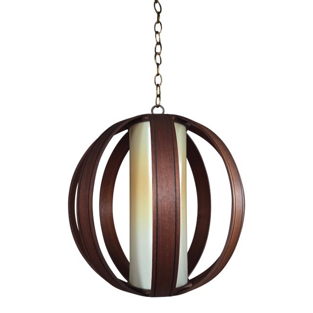 1960s Mid Century Bentwood Globe Pendant Swag Light For Sale