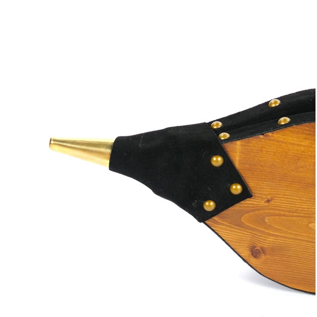 Wood North American Hand-Carved Wood Brass Fireplace Bellows For Sale - Image 7 of 10