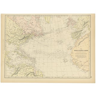Map of the North Atlantic Ocean, 1882 For Sale