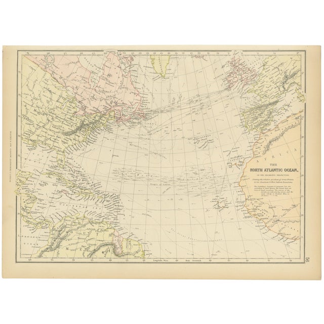 Map of the North Atlantic Ocean, 1882 For Sale