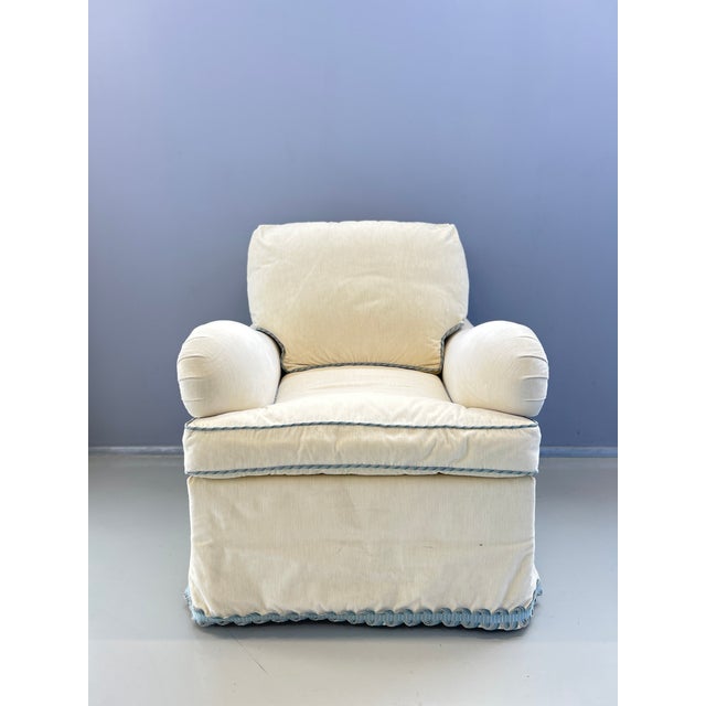 Cream Velvet Armchair by Dessin Fournir, 2010s For Sale - Image 14 of 14