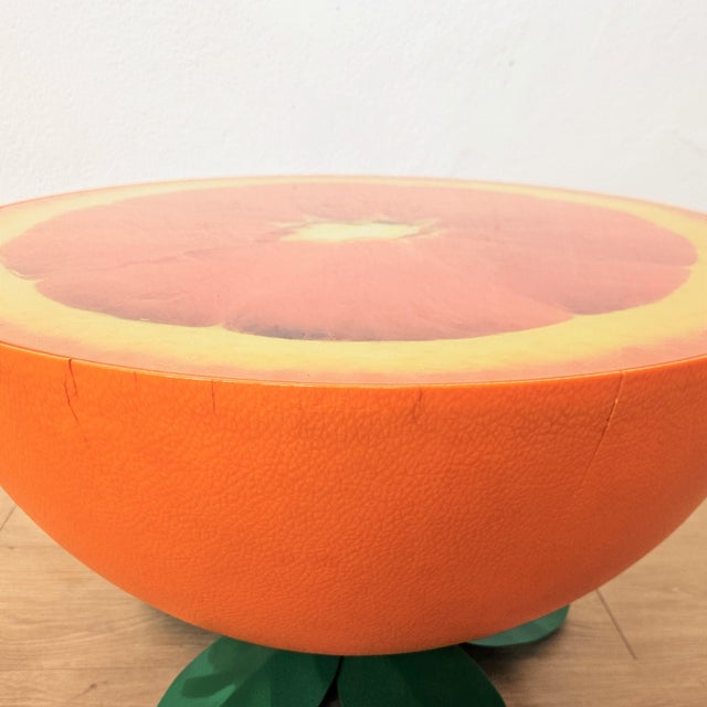 Vintage Orange Table with Glass Top and Metal Legs, 1970s For Sale - Image 4 of 9