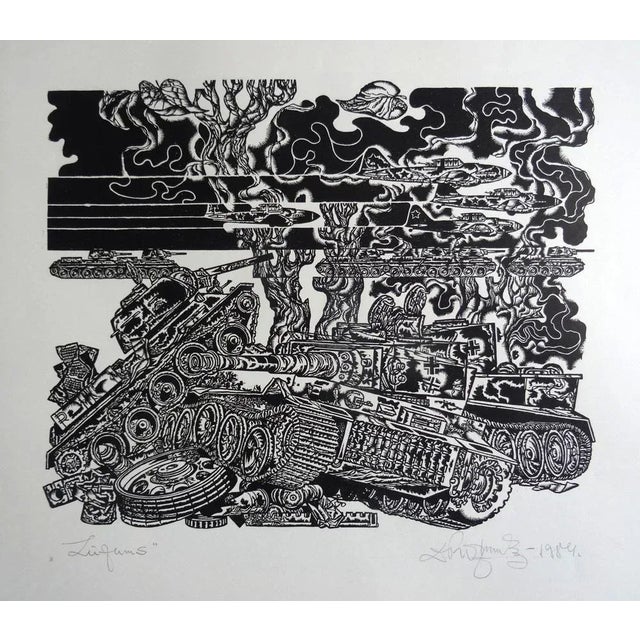 Dainis Rozkalns, Fracture, 1984, Linocut For Sale - Image 7 of 7