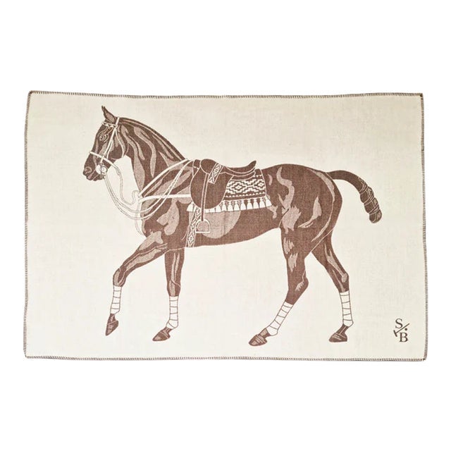 Polo Pony Alpaca Throw Blanket - Chocolate Brown and Ecru For Sale