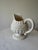 Neoclassical Vintage Creamware Footed Pitcher With Embossed Classical Relief For Sale - Image 3 of 9