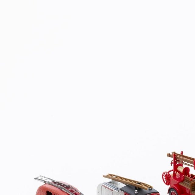 Toys - Seven miniature fire engines. 20th century Europe, made of metal and other materials, composite, Mercedes Solido...