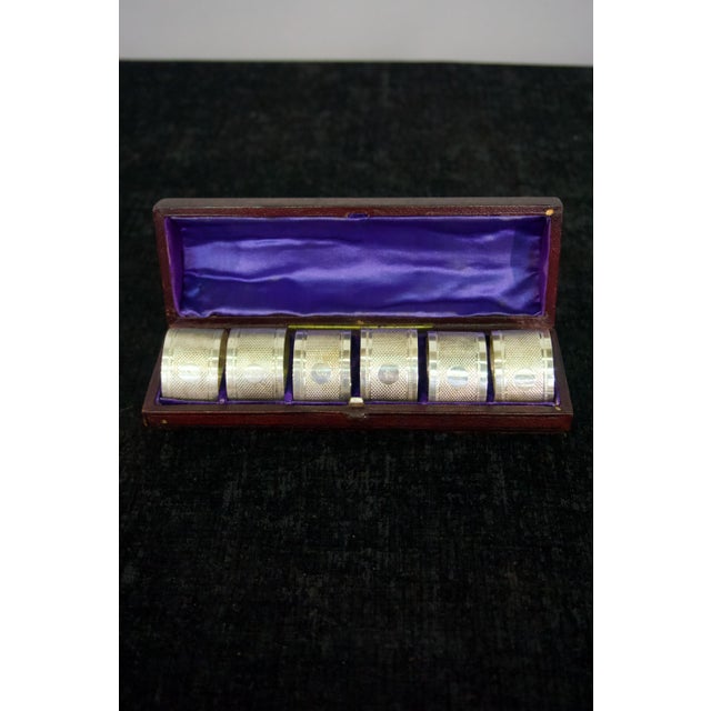 Victorian Triple-Plated Silver Engravable Napkin Rings with Presentation Case - Set of 6 For Sale - Image 3 of 4