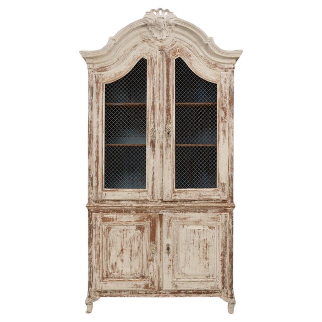 19th Century French Louis XV Wood Patinated Cabinet with Wire Doors For Sale - Image 15 of 18
