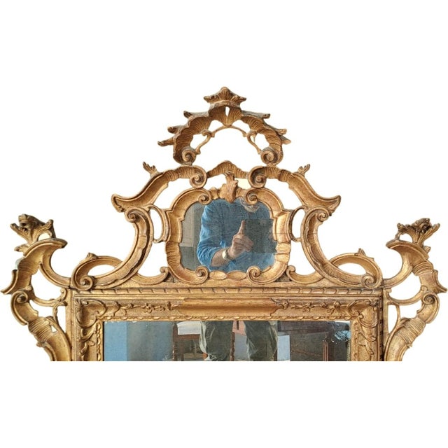 Antique Carved Wooden Framed Mirror, 1800s For Sale - Image 4 of 11