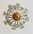 Vintage Italian Hand-Painted Sage Green Glass & Brass Floral Flush Mount Chandelier For Sale - Image 12 of 18
