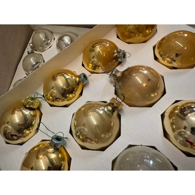 Gold & Silver Glass Ornament, S/28 For Sale - Image 4 of 6