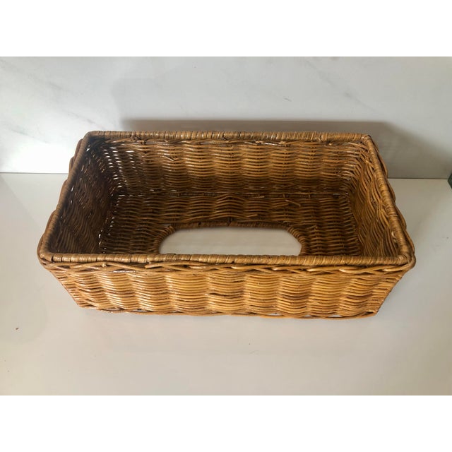 Tan 1970s Rattan Tissue Box Cover For Sale - Image 8 of 9
