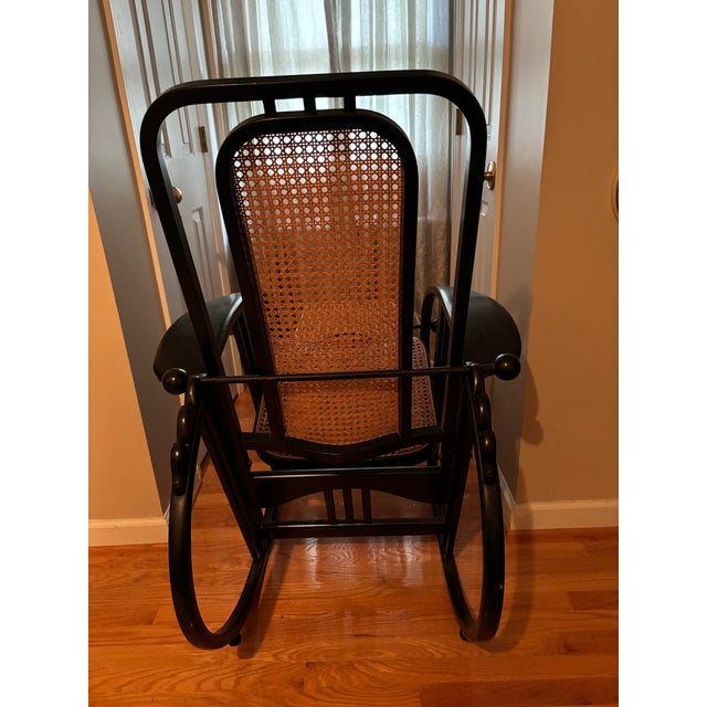 Attributed to Joseph Hoffmann No. 267 “Egg” Rocking Chair Original Woven Webbing Intact - From the Austrian Modernist Design Period For Sale In Charleston - Image 6 of 12