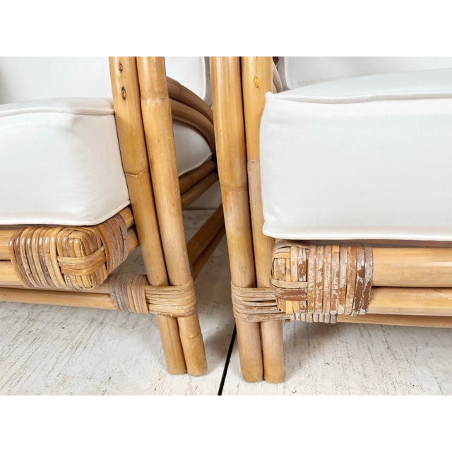 Brown Vintage Rattan Lounge Chairs- A Pair For Sale - Image 8 of 12