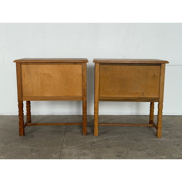 Danish Rococo Nightstands in Oak by Henning Kjærnulf, 1960s, Set of 2 For Sale - Image 11 of 12