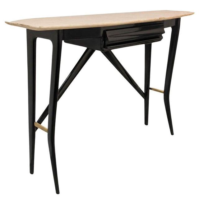 Mid-Century Modern Ebonized Console Table in Black Wood and Marble by Ico Parisi For Sale - Image 9 of 9