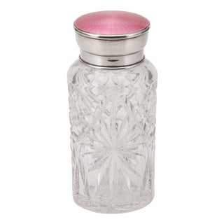 English Silver, Guilloché Enamel and Cut Crystal Jar, 1927 For Sale