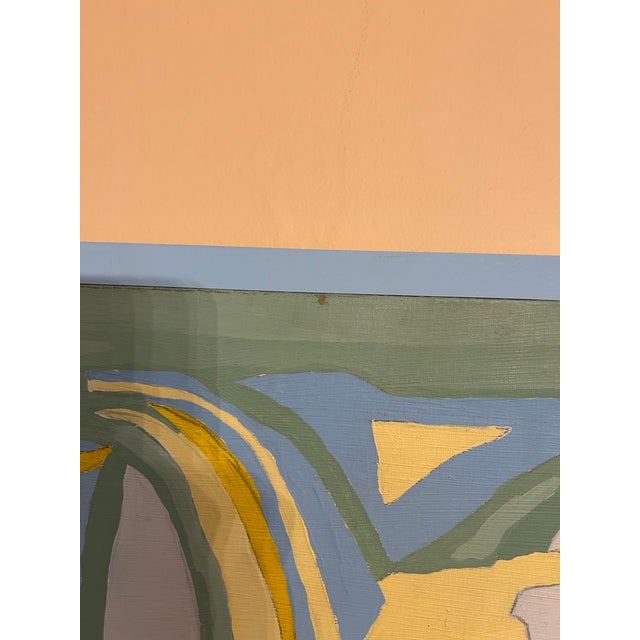 1960s Vintage Abstract Architectural Modern Painting Signed by Carlson For Sale - Image 5 of 8