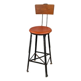 1940s Industrial Train Station Switchboard Operator Stool by Angle Steel For Sale