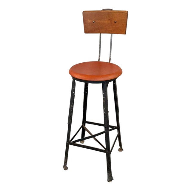 1940s Industrial Train Station Switchboard Operator Stool by Angle Steel For Sale