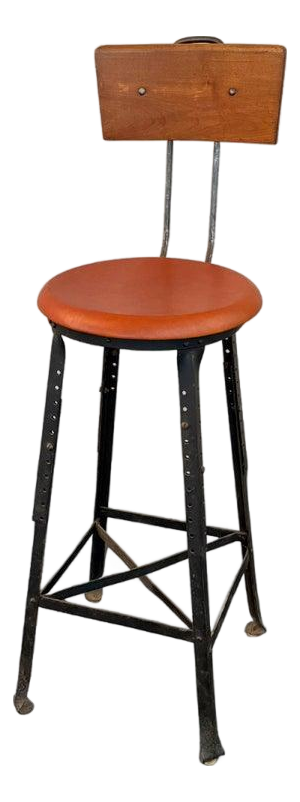 1940s Industrial Train Station Switchboard Operator Stool by Angle Steel
