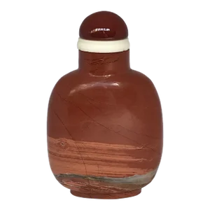 Vintage Red Jasper Snuff Bottle With Striations