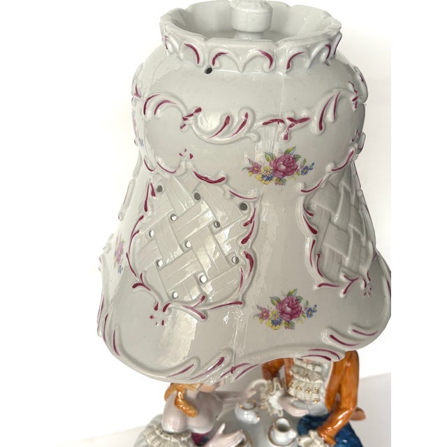 1970s Vintage Italian Porcelain Table Lamp, 1970s For Sale - Image 5 of 11