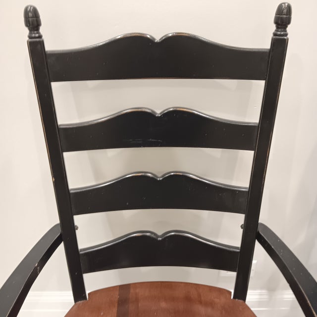 Vintage French Country Farmhouse Ladderback Arm Chairs, Set of 2 For Sale In Chicago - Image 6 of 18