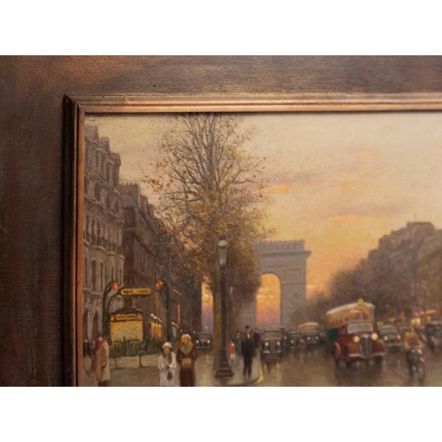 Paris Scene, Arc de Triomphe, Oil Painting on Platex, 20th Century, Framed For Sale - Image 4 of 8