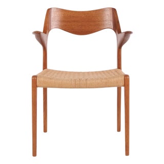 Model 55 Dining Chair in Teak & Woven Seat by N.O Møller For J.L. Møllers, 1960s For Sale