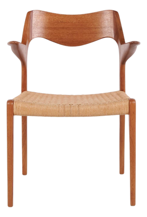 Model 55 Dining Chair in Teak & Woven Seat by N.O Møller For J.L. Møllers, 1960s
