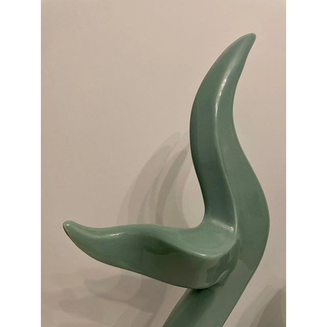Haeger Vintage Haeger Aqua Green Ceramic Flying Fish Statue For Sale - Image 4 of 13