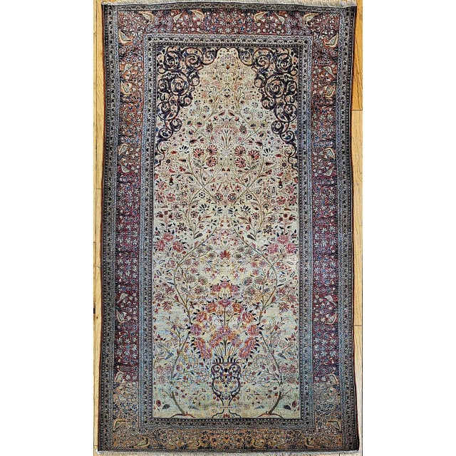 19th Century Persian Kashan, Hand-Knotted Wool, Tree of Life Pattern, Ivory & Brick Red, 5x9 For Sale In Chicago - Image 6 of 14