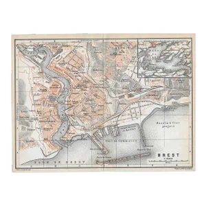Antique Map of Brest France