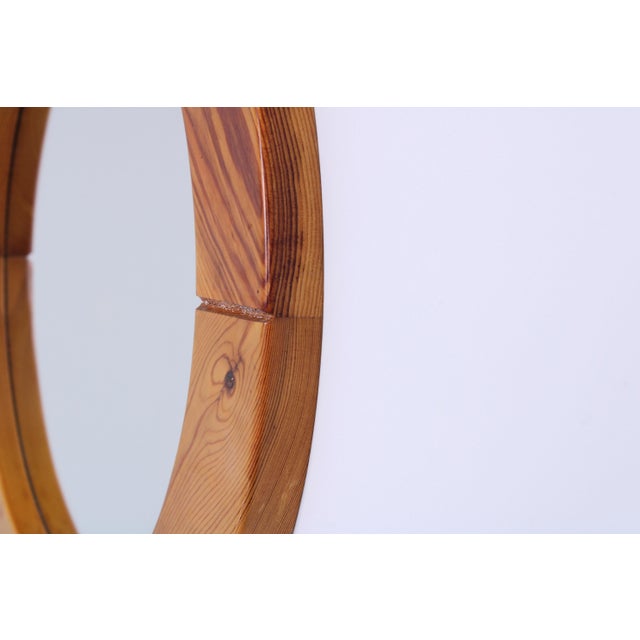 1960s Large Pine Wall Mirror from Glasmäster Markaryd, Sweden, 1960s For Sale - Image 5 of 16