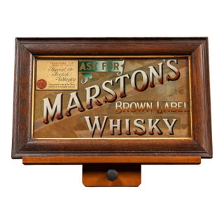 Early 20th Century Marston's Brown Label Whisky Framed Rog Sign For Sale