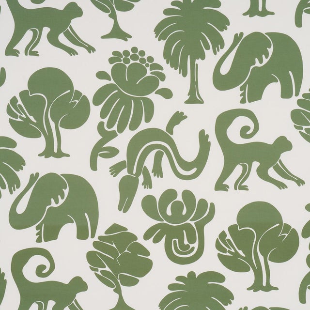 SAMPLE - Schumacher Call Of The Jungle Fabric In Forest Green For Sale